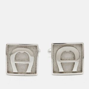 Aigner Logo Silver Tone Cufflinks